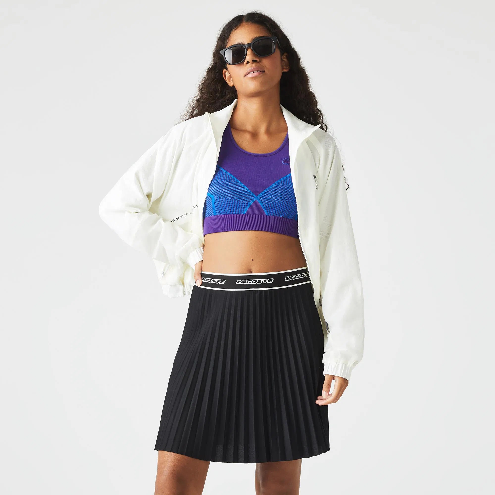 Lacoste Women's Elastic Waist Short Pleated Skirt