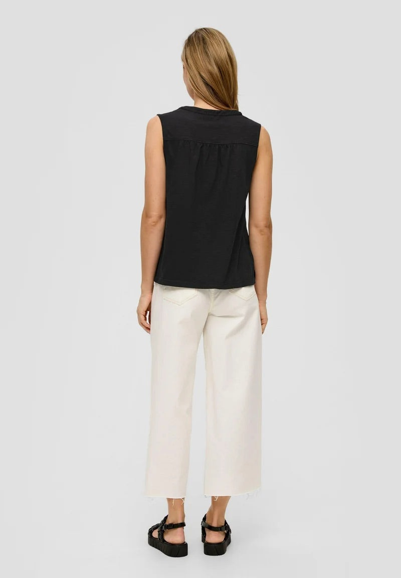 s.Oliver Sleeveless Blouse with V-Neckline - Black