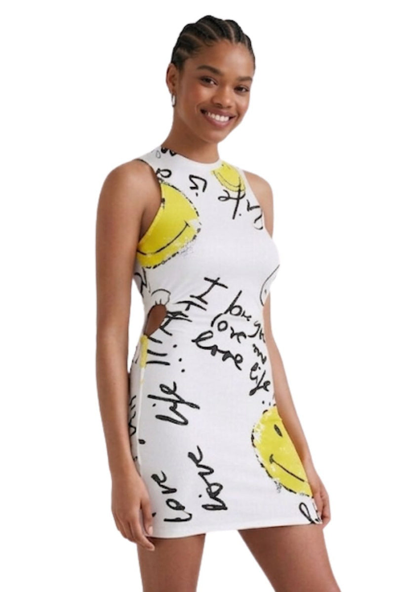 Desigual x Smiley® Cut-Out Mini Dress – White