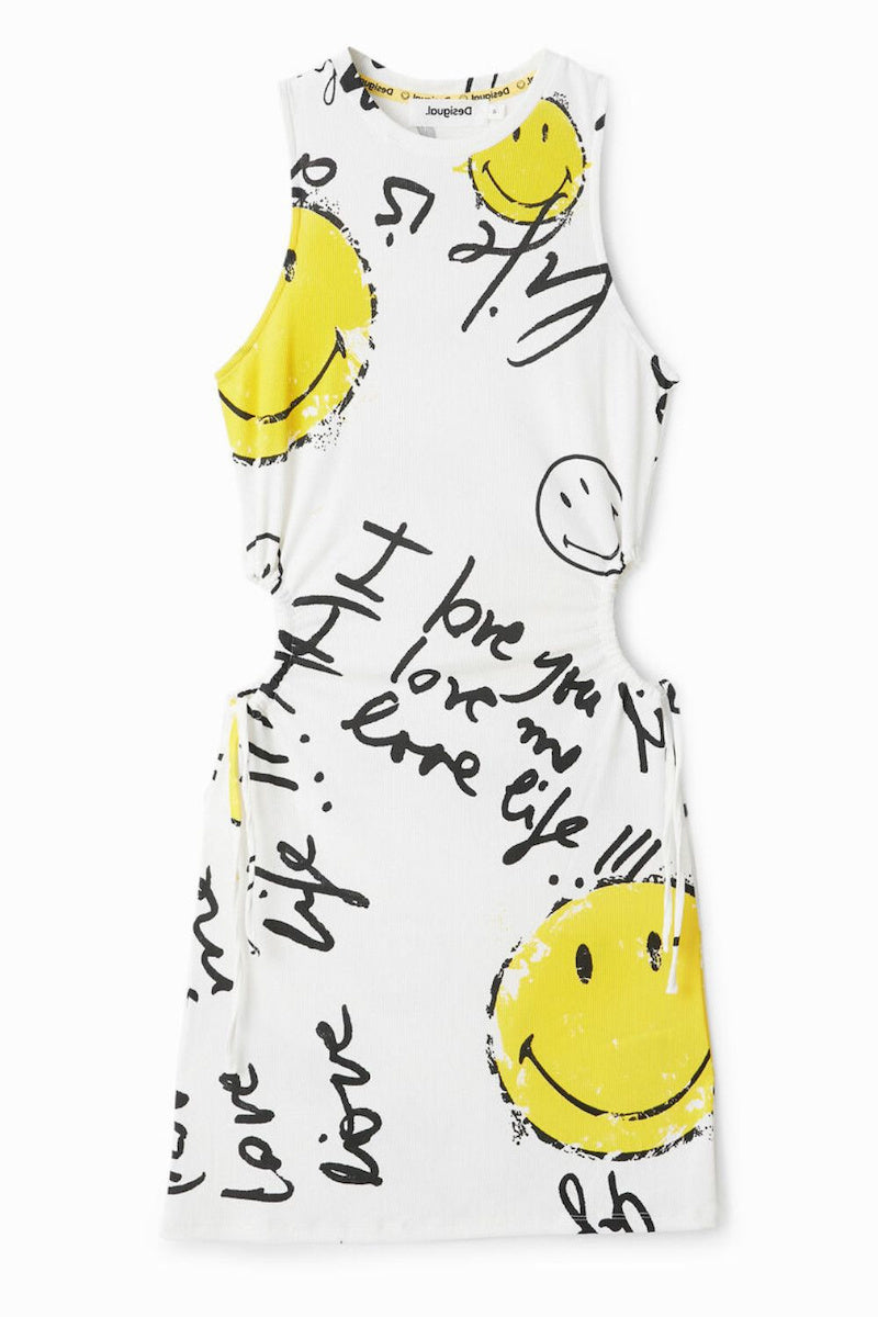 Desigual x Smiley® Cut-Out Mini Dress – White