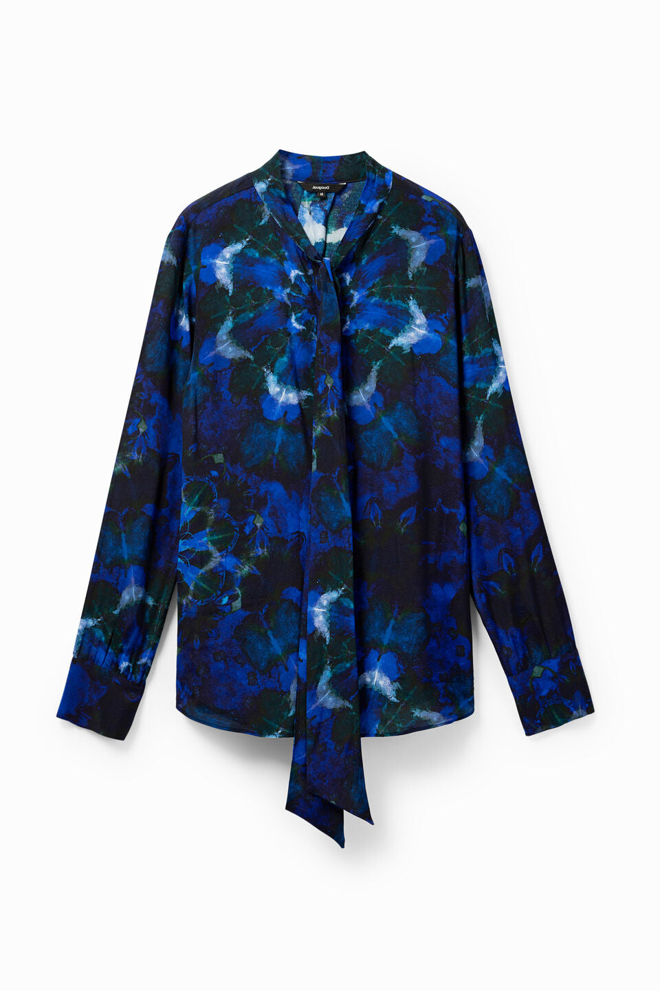 Desigual Tie-Dye Blouse - Blue Mandala Print with Bow