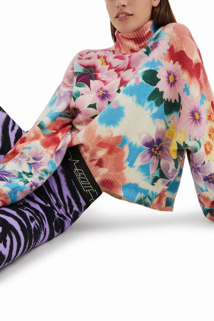 Desigual Patterned Leggings Tights 2-in-1 (Purple-Black)