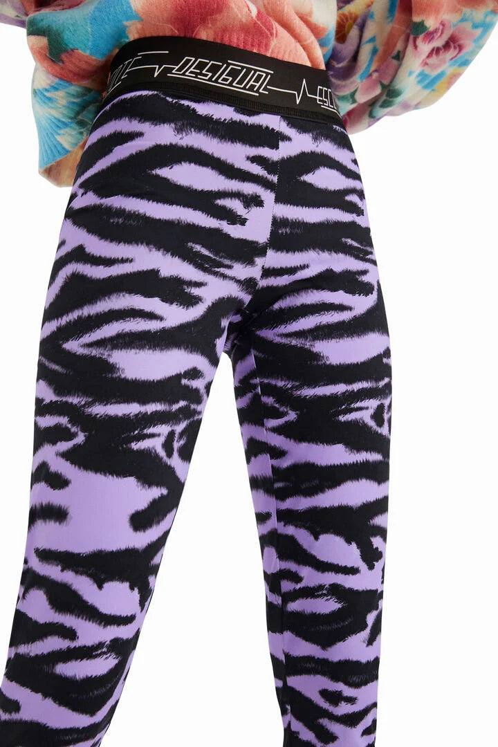 Desigual Patterned Leggings Tights 2-in-1 (Purple-Black)