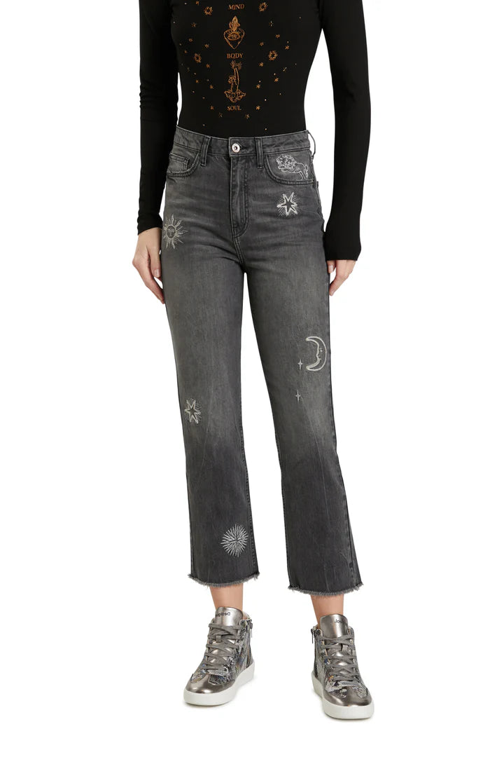 DESIGUAL LAGUN COSMIC ASTROLOGY FADED GREY JEANS