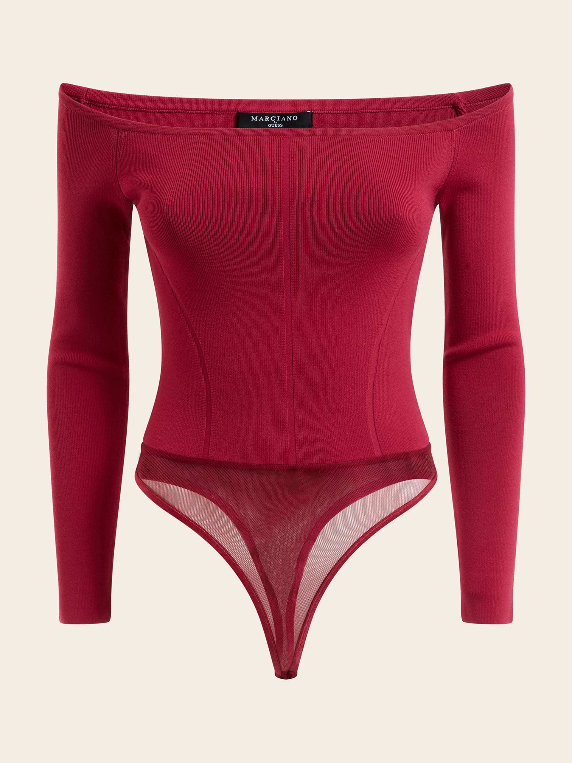 Marciano by Guess Off-Shoulder Ribbed mid magenta Bodysuit