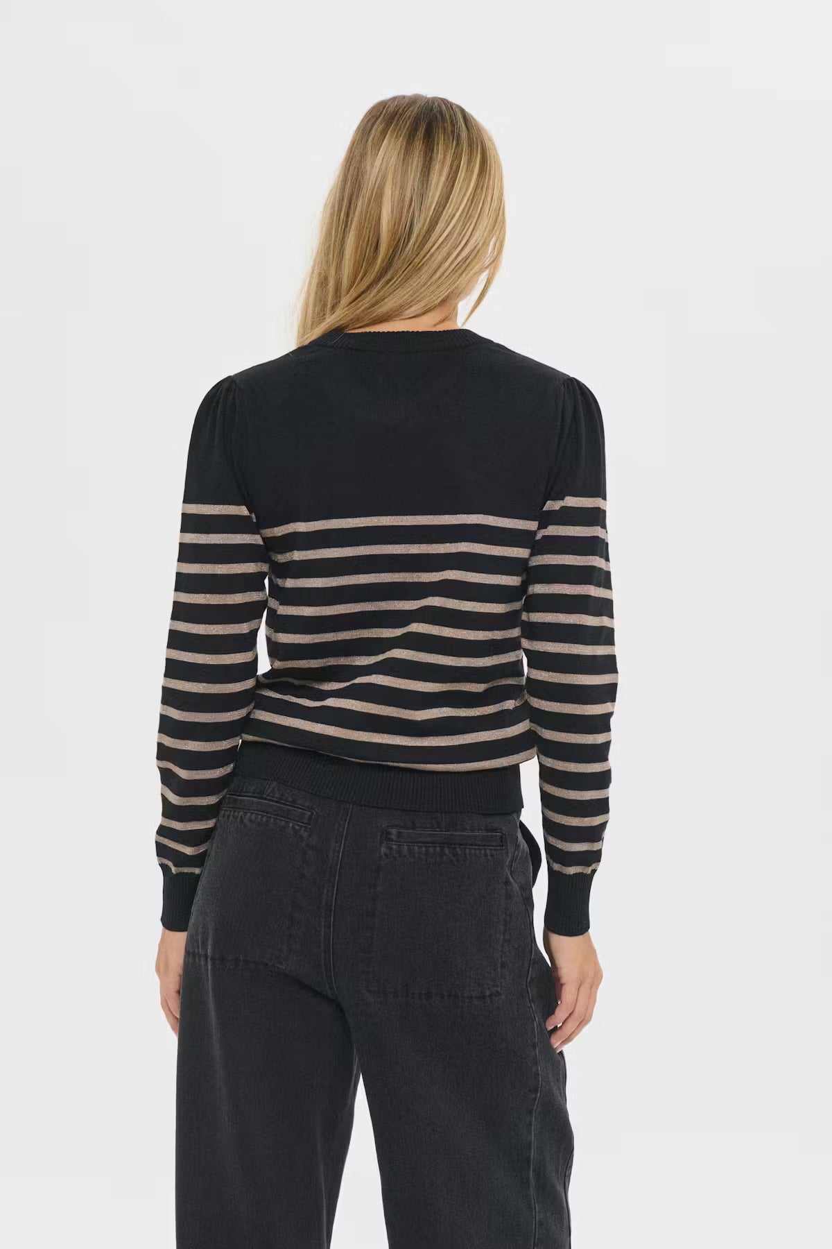 Saint Tropez MilaSZ Pullover - Black with Gold Stripes