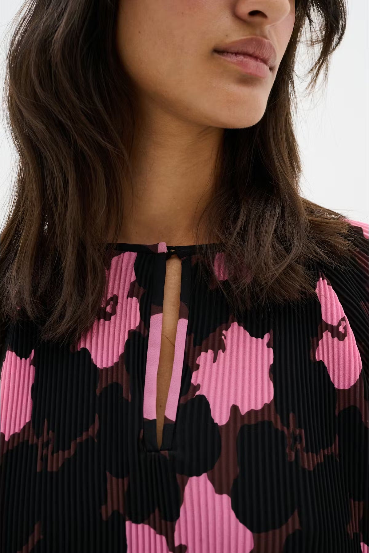 InWear MendraIW Short Dress - Pink Floral Print Pleated Dress