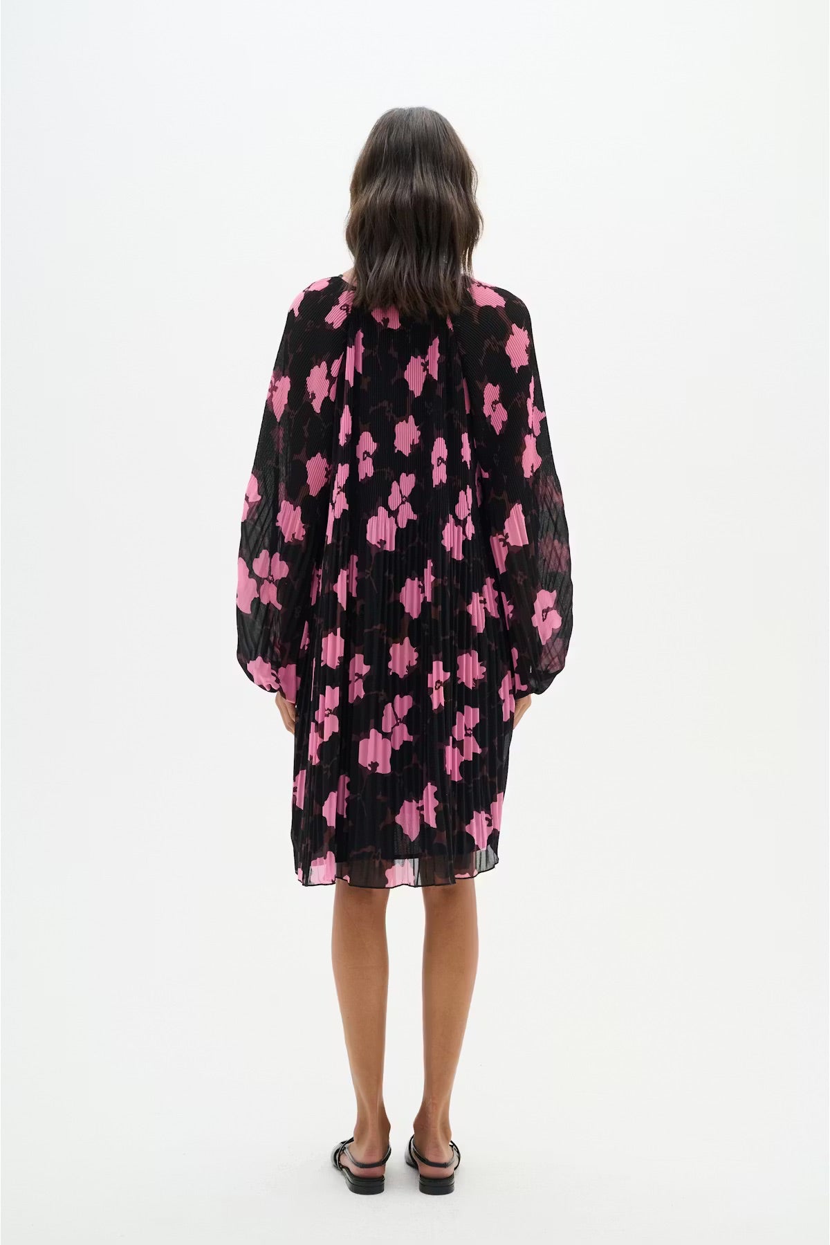 InWear MendraIW Short Dress - Pink Floral Print Pleated Dress