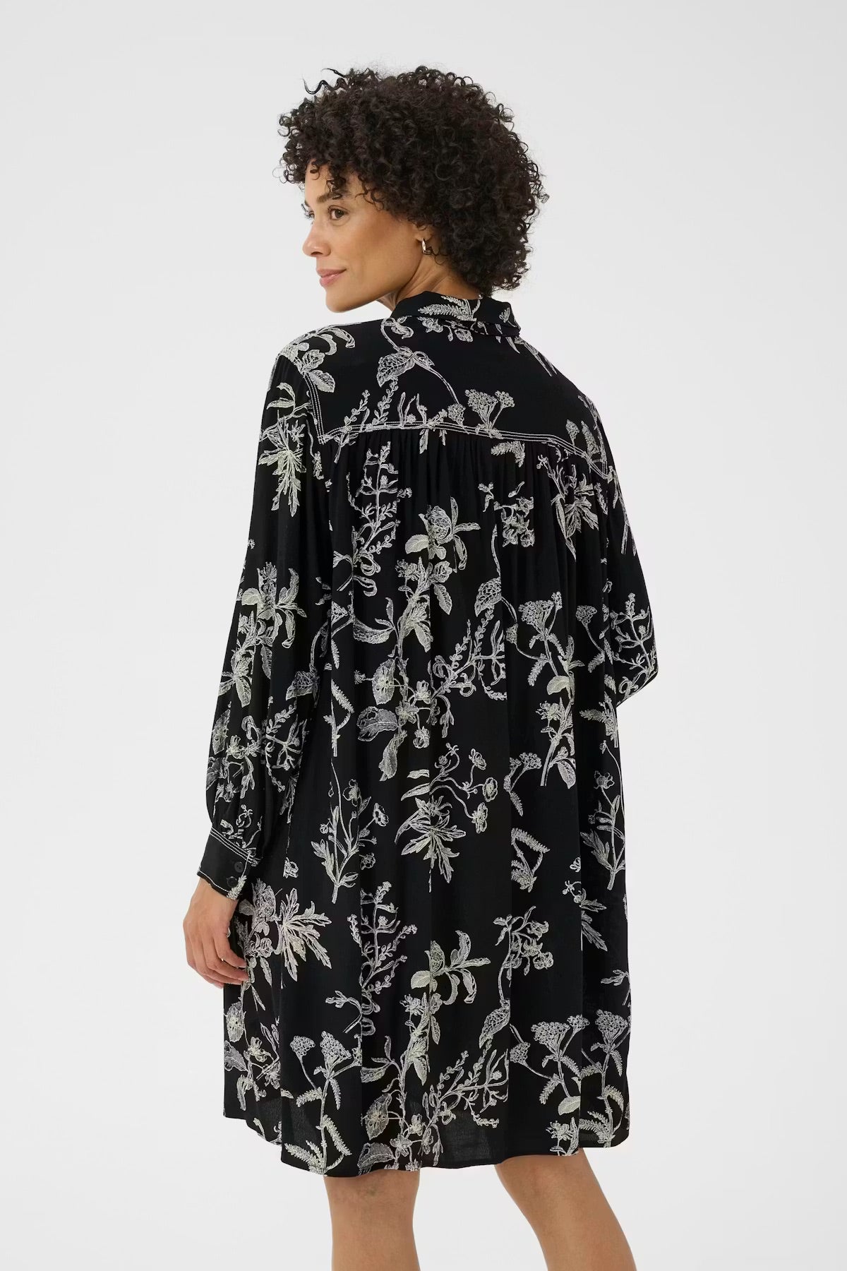 Part Two SanesPW Dress - Black Floral Print Shirt Dress
