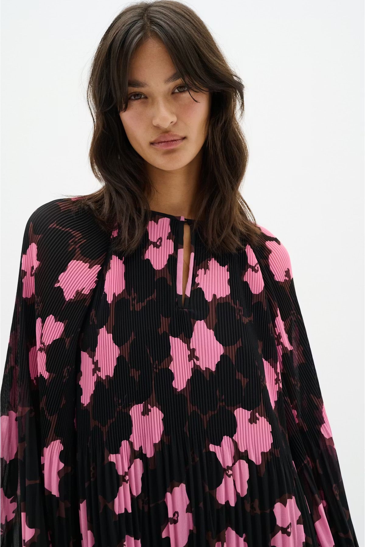 InWear MendraIW Short Dress - Pink Floral Print Pleated Dress