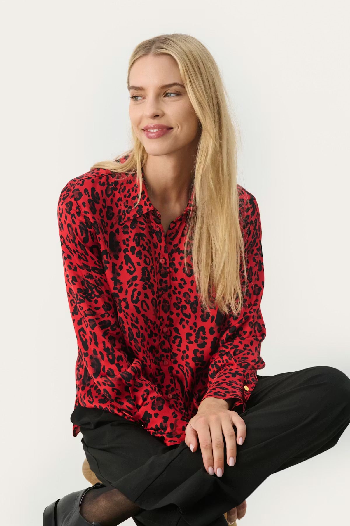 Part Two MaicaPW Shirt - Red Leopard Print Blouse