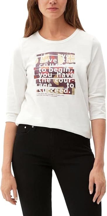 s.Oliver Women's 3/4 Sleeve T-Shirt - Inspirational Quote Graphic