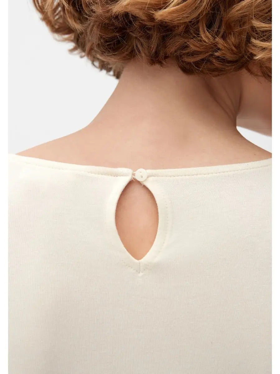 s.Oliver Autumn Floral Print Blouse with Keyhole Back - Cream