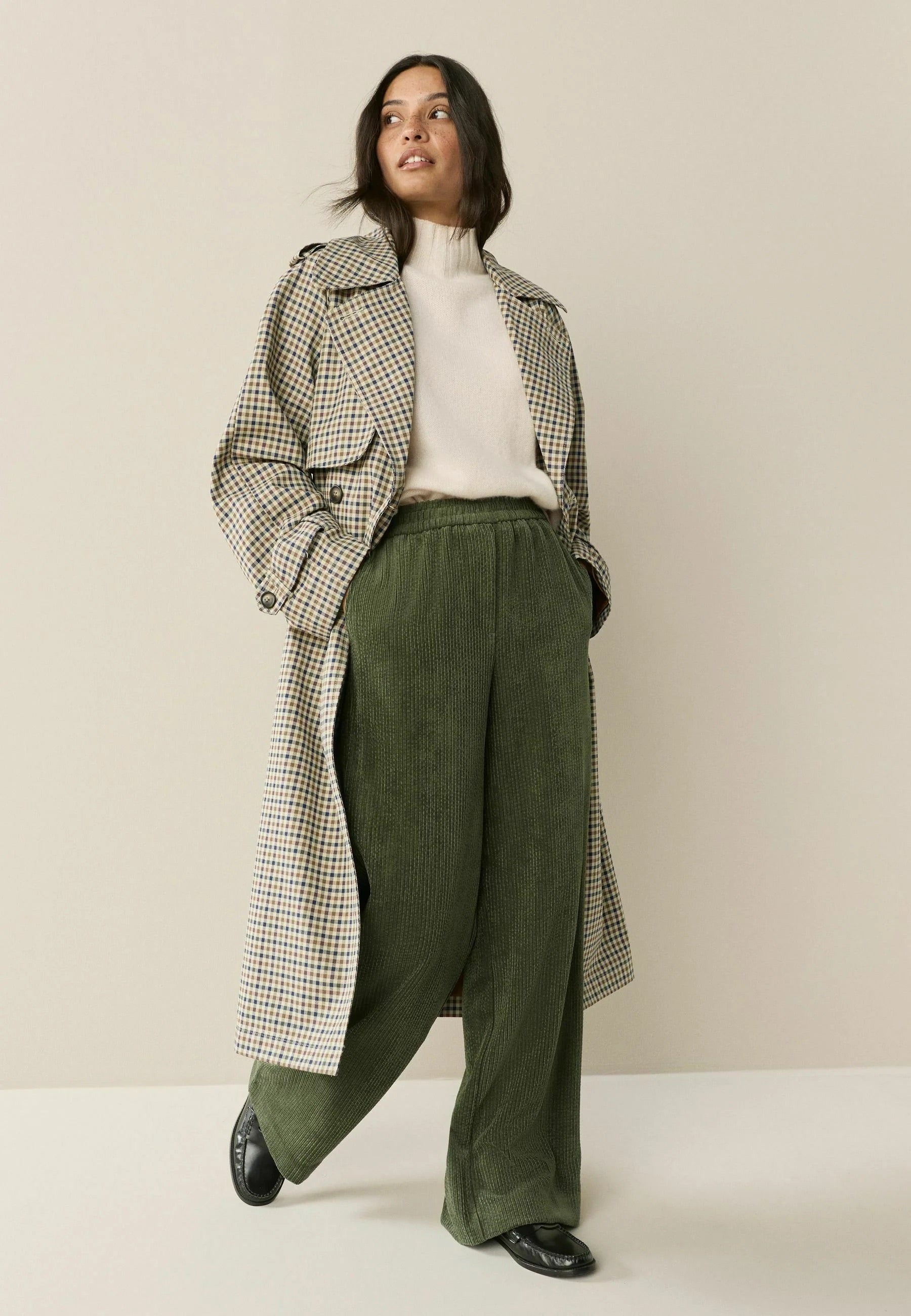 Sorbet WIDE SOFT Corduroy Trousers - Olive Green