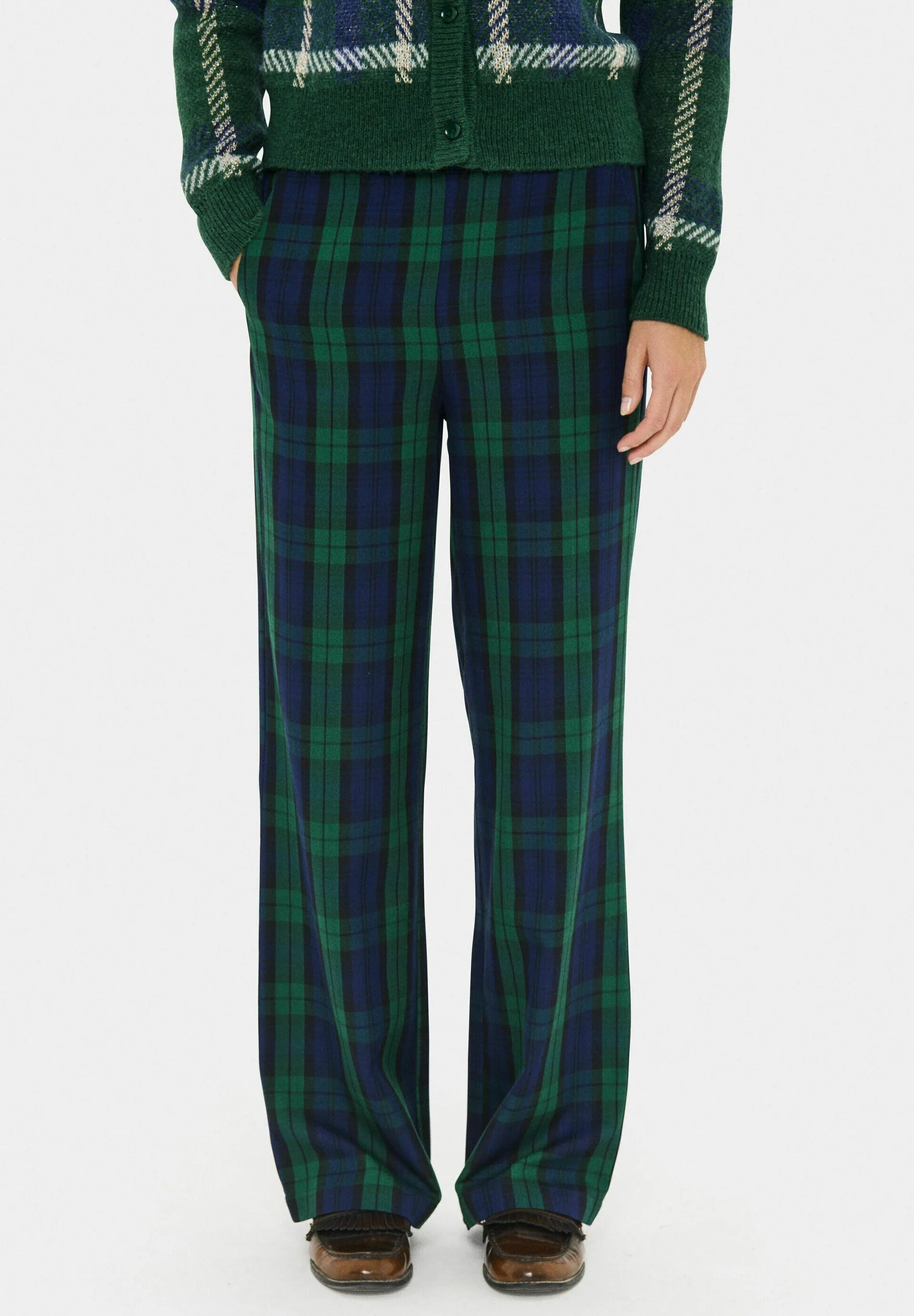 Saint Tropez MADONNASZ Trousers - Ocean Botanical Plaid