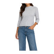 Zero Ribbed Mock-Neck Top – Grey