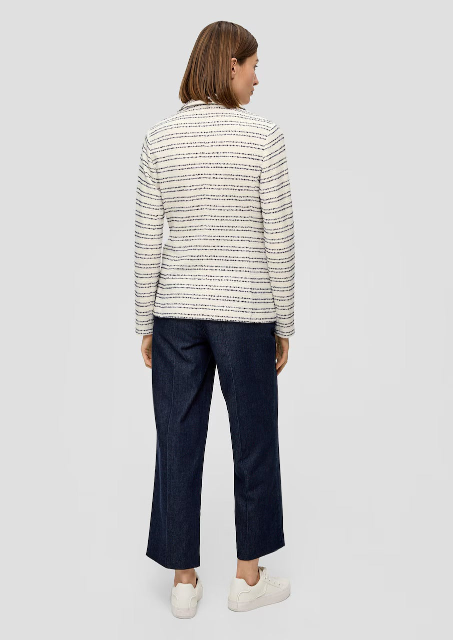 s.Oliver BLACK LABEL Striped Tweed Blazer - Ecru
