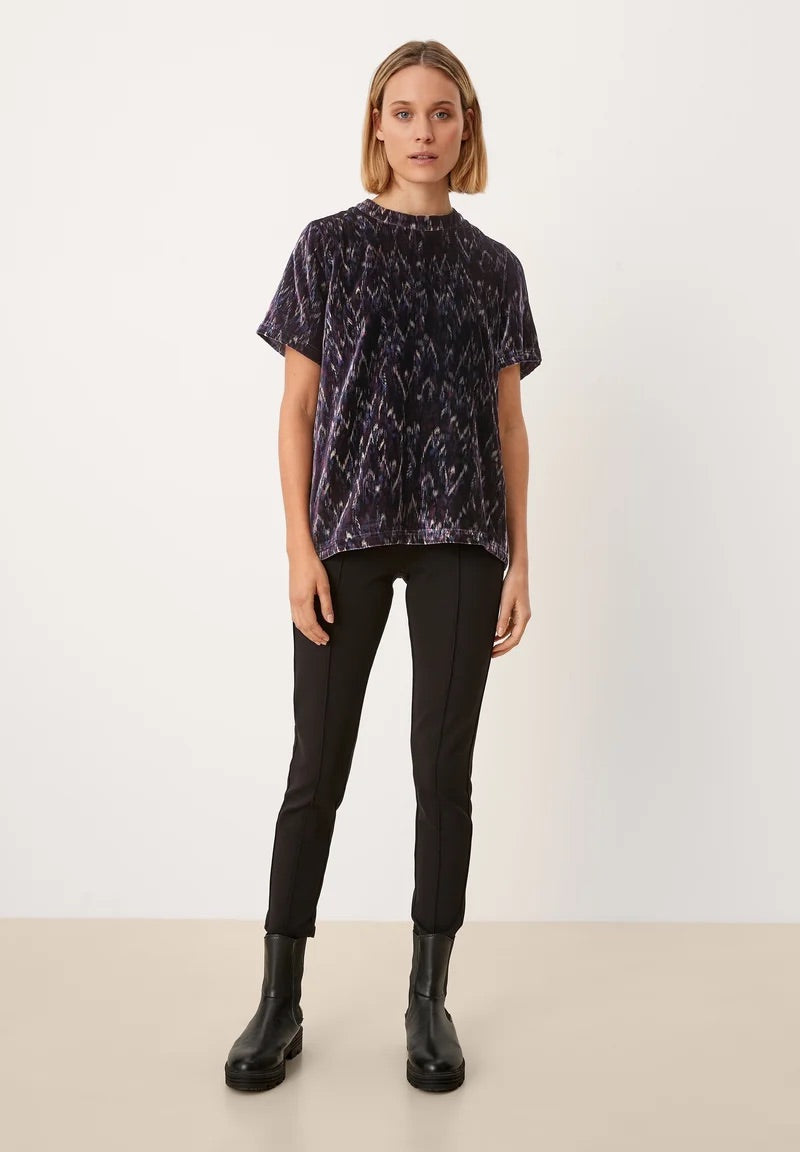 s.Oliver Abstract Print Blouse - Navy Blue, Beige & Purple