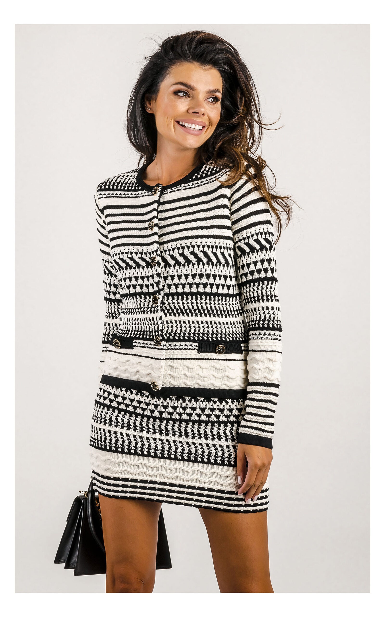 Marciano Guess Patterned Cardigan - Black-Cream