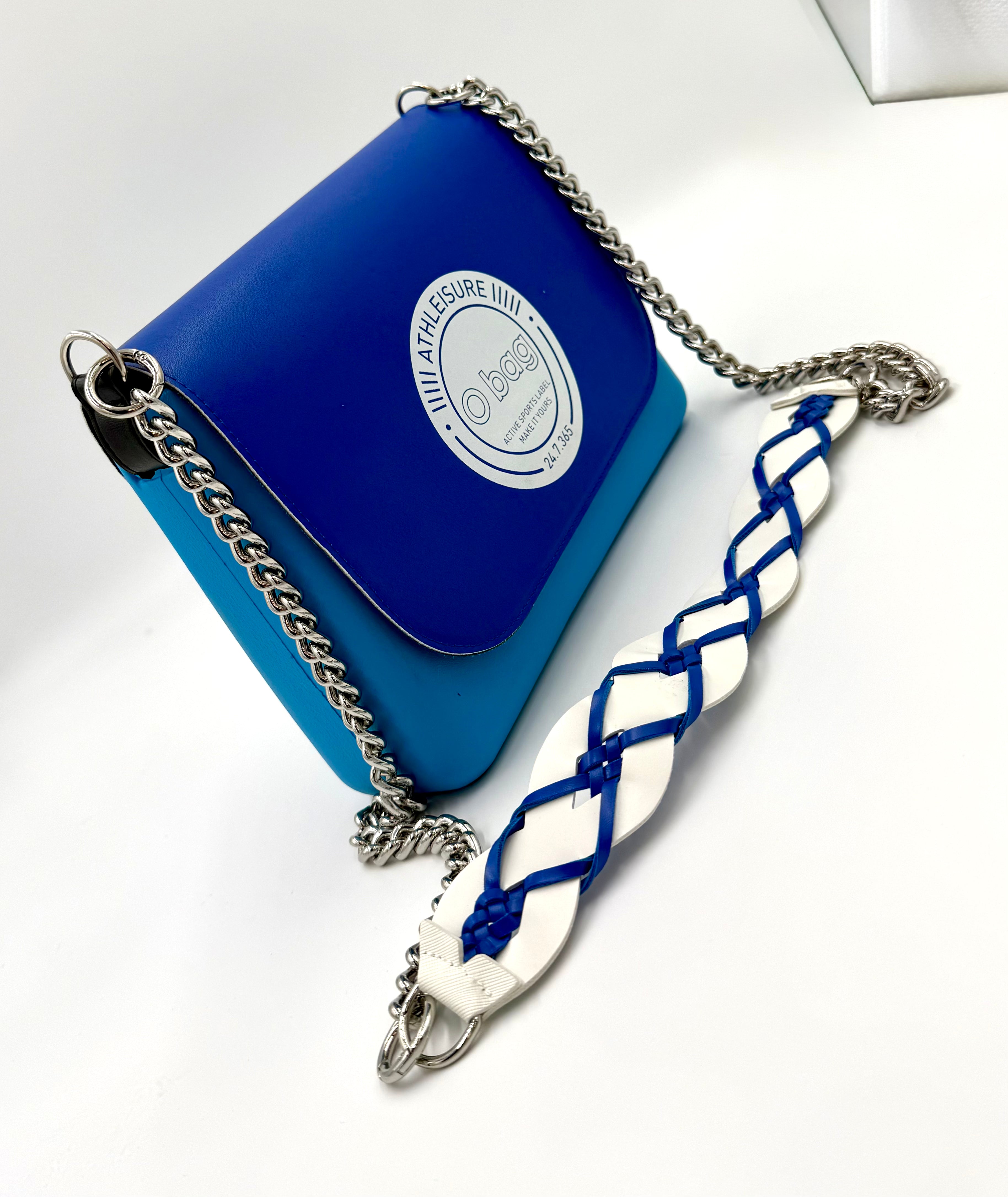 O bag Athleisure mini chain shoulder bag – blue/turquoise, braided decorative strap