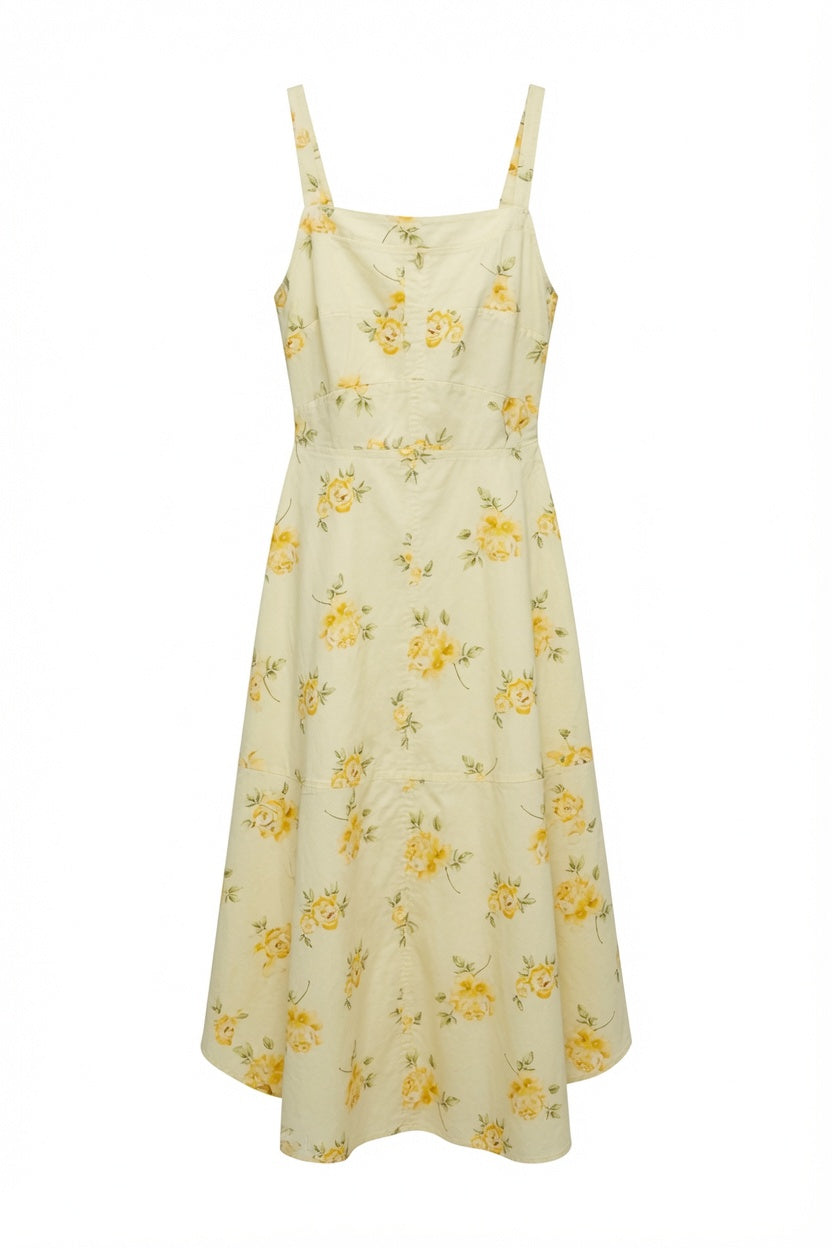 Neo Noir Cassandra Dress – Yellow Floral Print