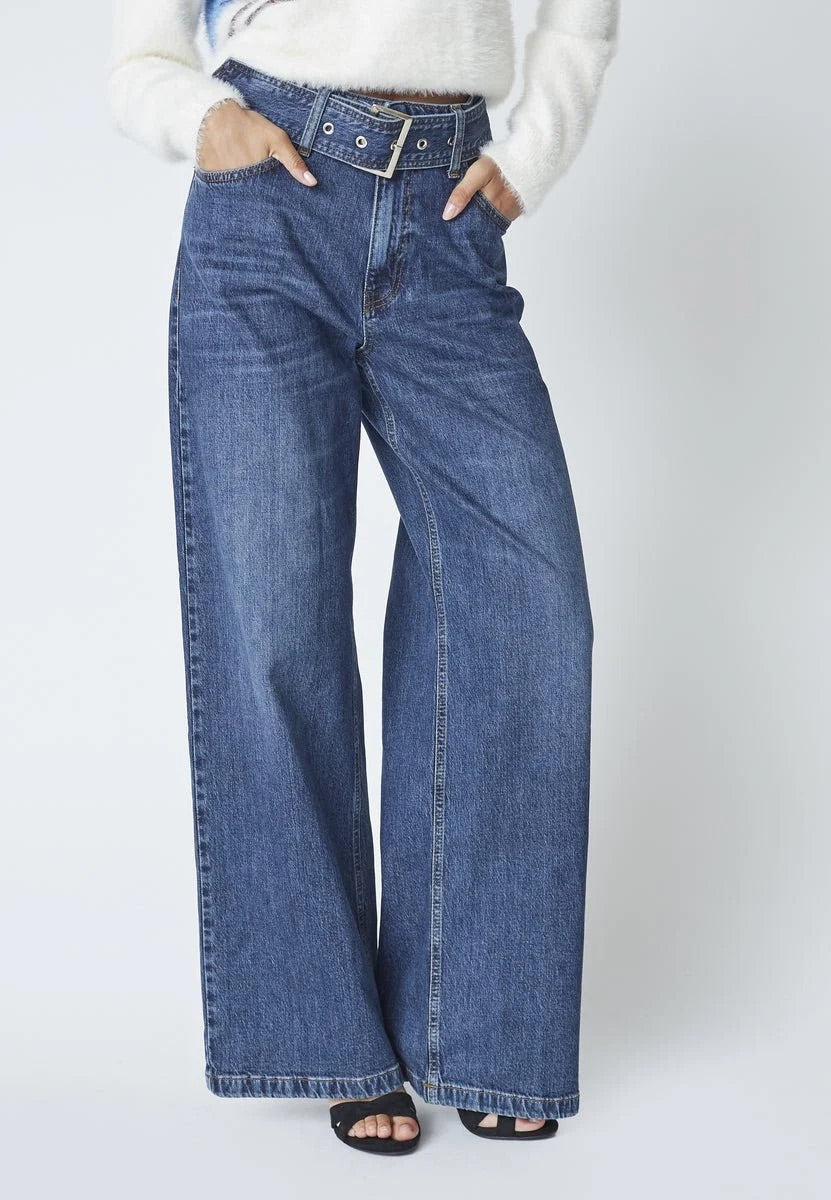 Co'couture Rumi CC Belt Wide-Leg Jeans – Dark Denim