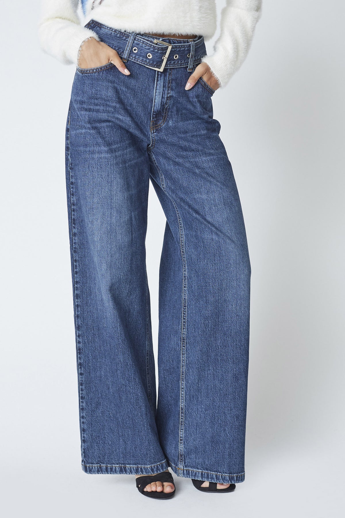 Co'couture Rumi CC Belt Wide-Leg Jeans – Dark Denim