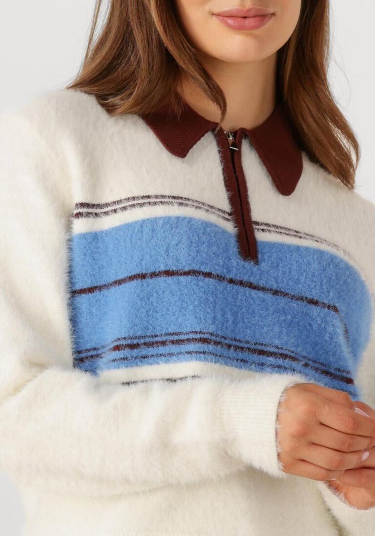 Co'couture Tory Striped Zip-Neck Jumper – Ecru