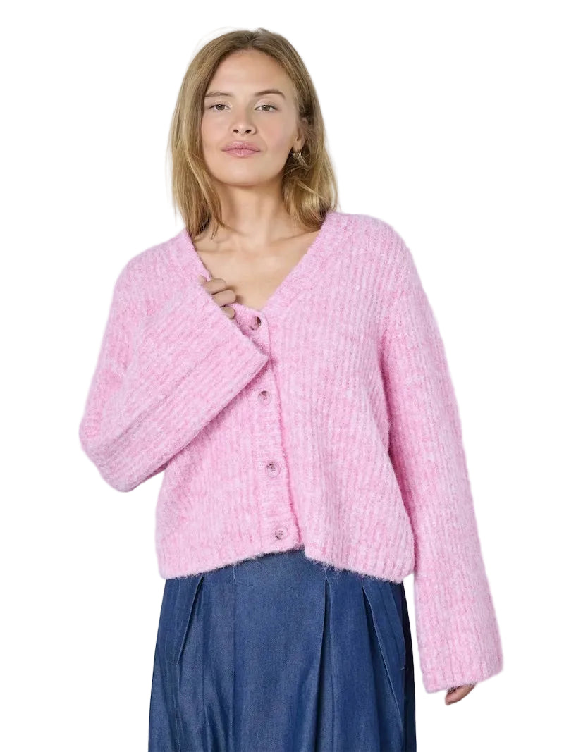 Co'couture Charlie V-Neck Cardigan – Pale Pink