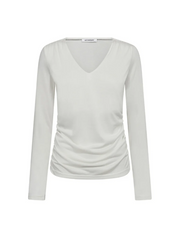 Co'couture Camilla CC Long-Sleeve V-Blouse – Off White