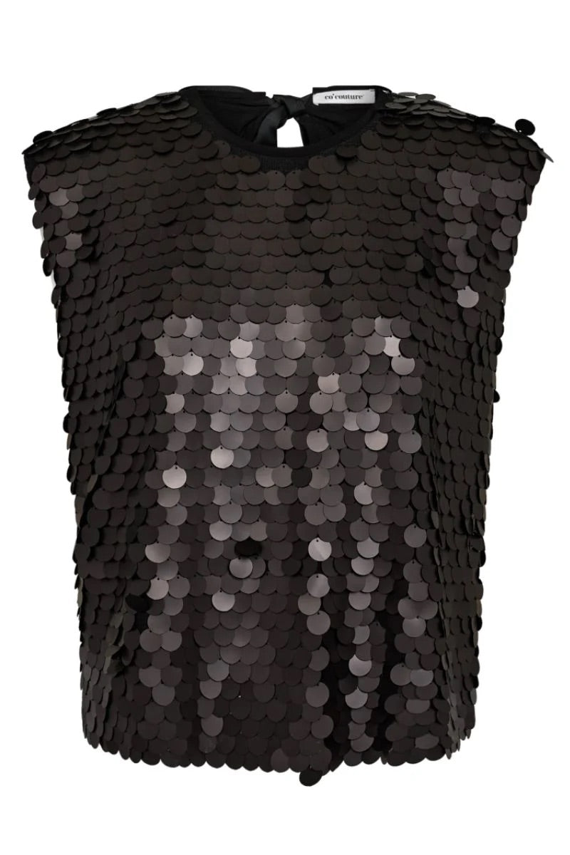 Co'couture Maxi CC Sequin Bow Top – Black