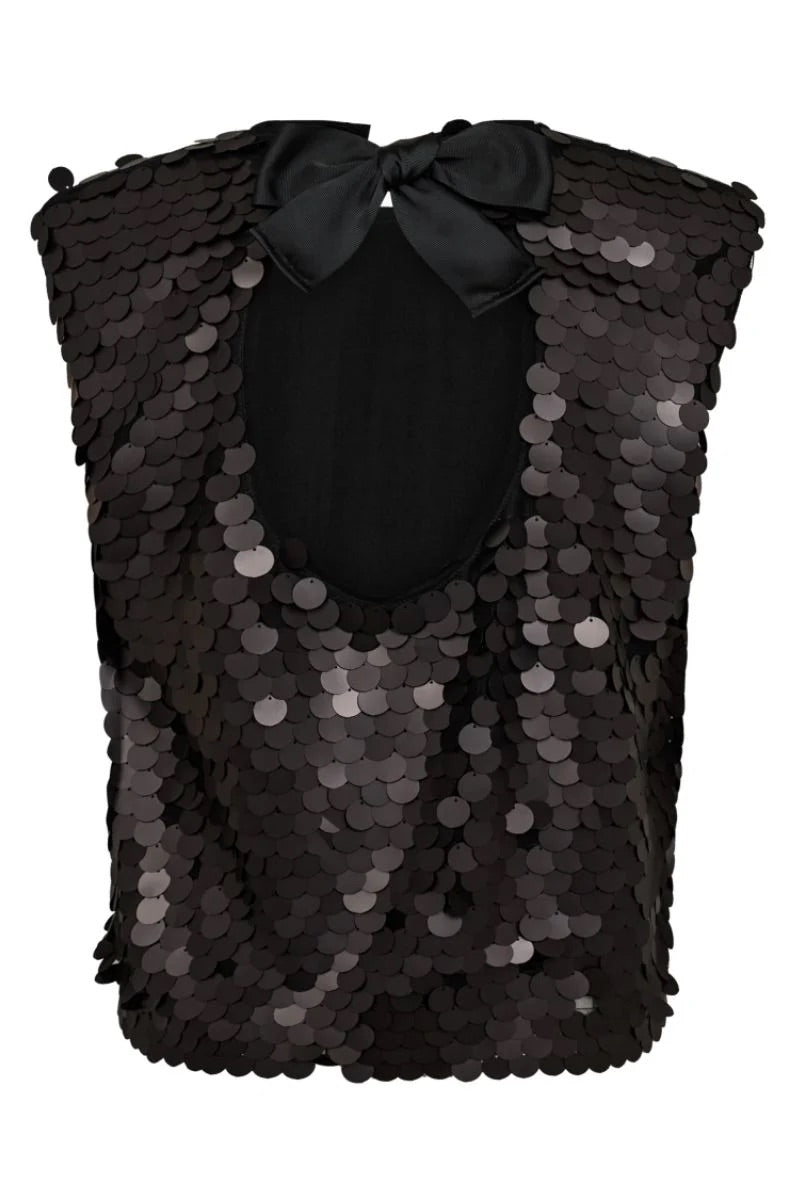 Co'couture Maxi CC Sequin Bow Top – Black