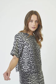 Co'couture Leo CC Denim Blouse – Khaki Leopard