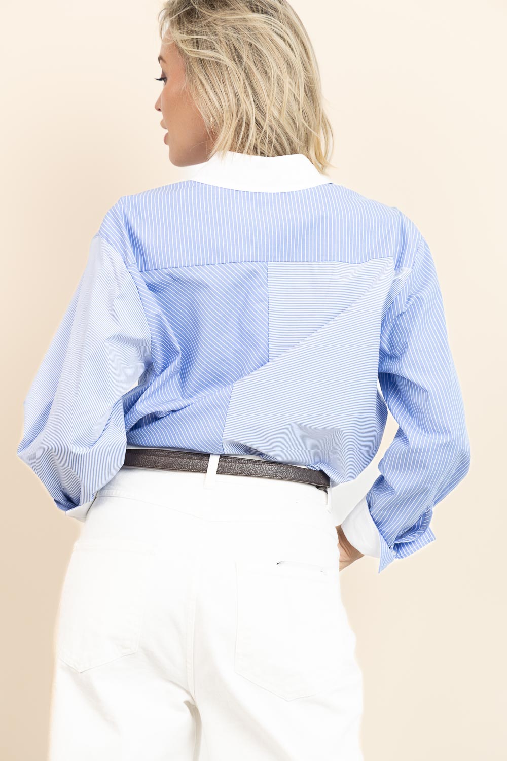 Co'couture Suri Oversized Striped Shirt – Blue Mix
