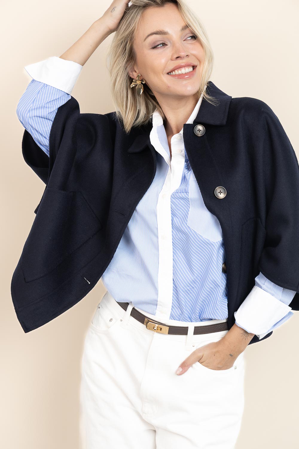 Co'couture Suri Oversized Striped Shirt – Blue Mix