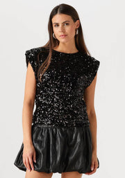 Co'couture Roslyn CC Sequin Top – Black