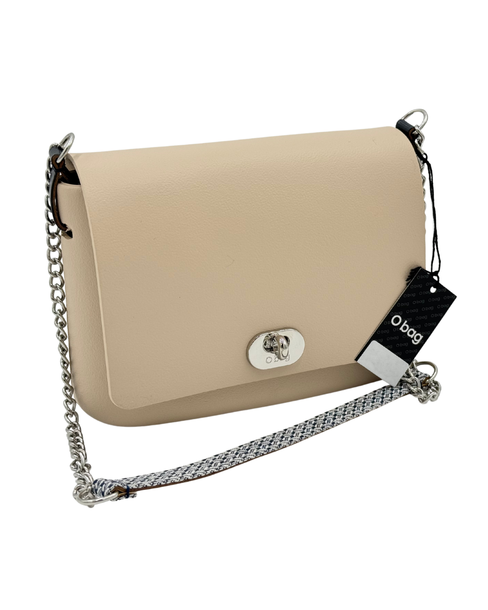 O bag Opocket – Sand Beige Crossbody Bag with Silver Chain Strap