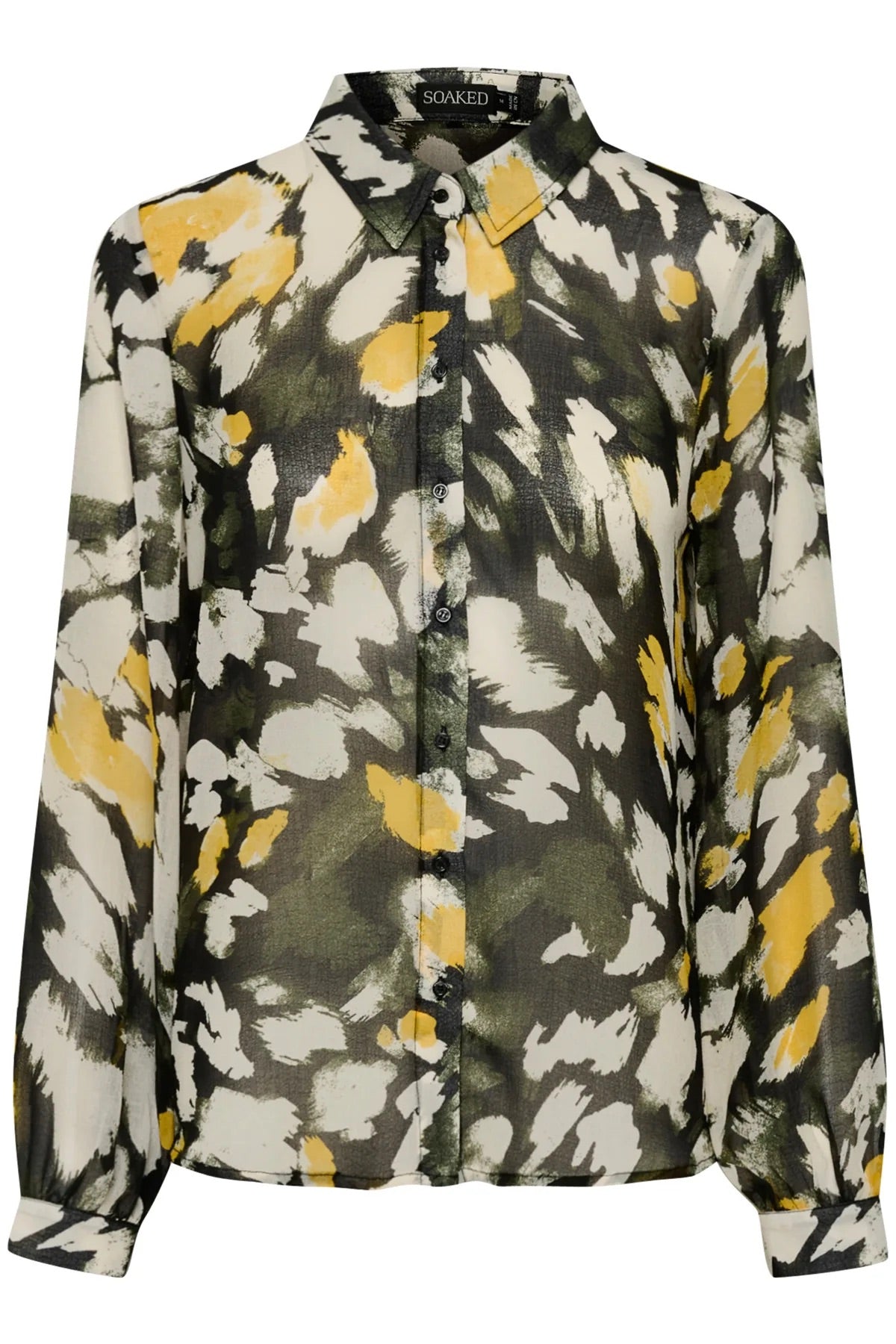 SOAKED in Luxury Josefine Abstract Print Blouse - Olive & Yellow