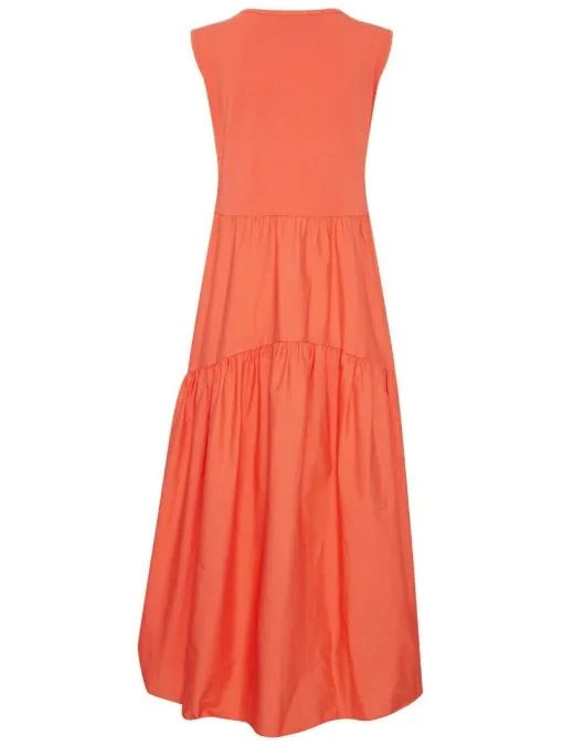 Sorbet Kato Sleeveless Tiered Midi Dress - Coral Pink