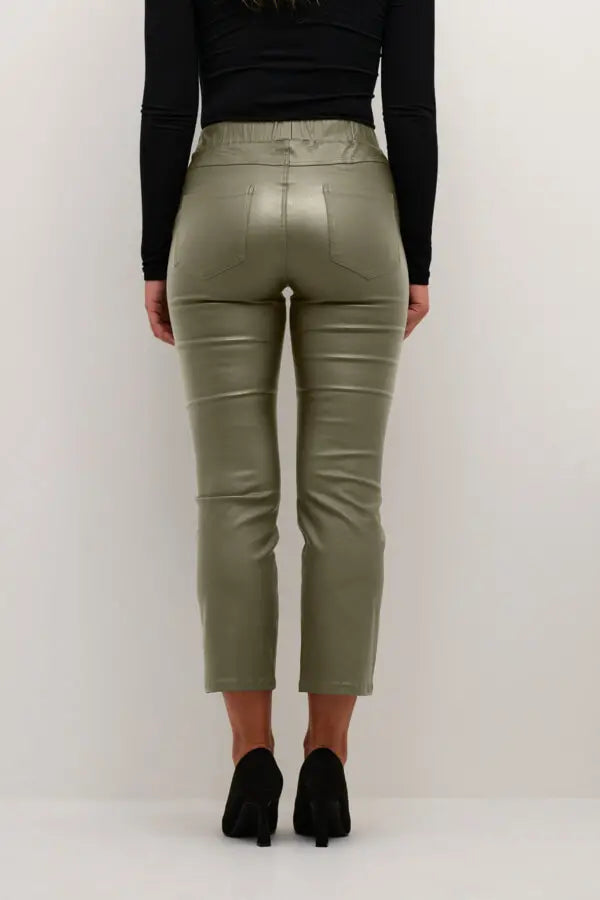 KAFFE Faux Leather Cropped Pants