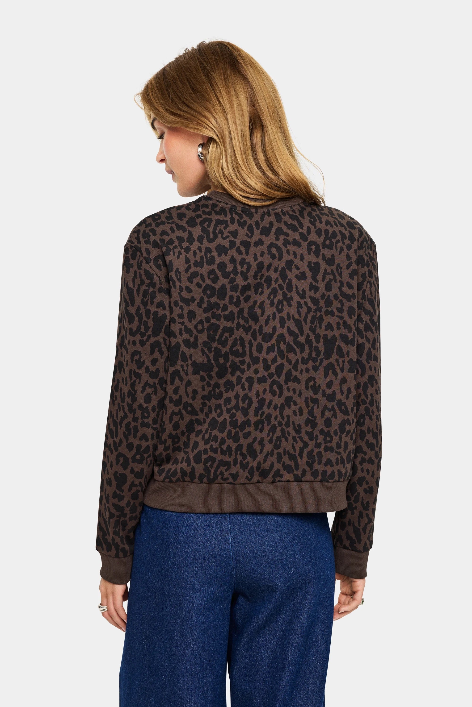 Saint Tropez ZHERRY Sweatshirt - Chocolate Brown Leopard