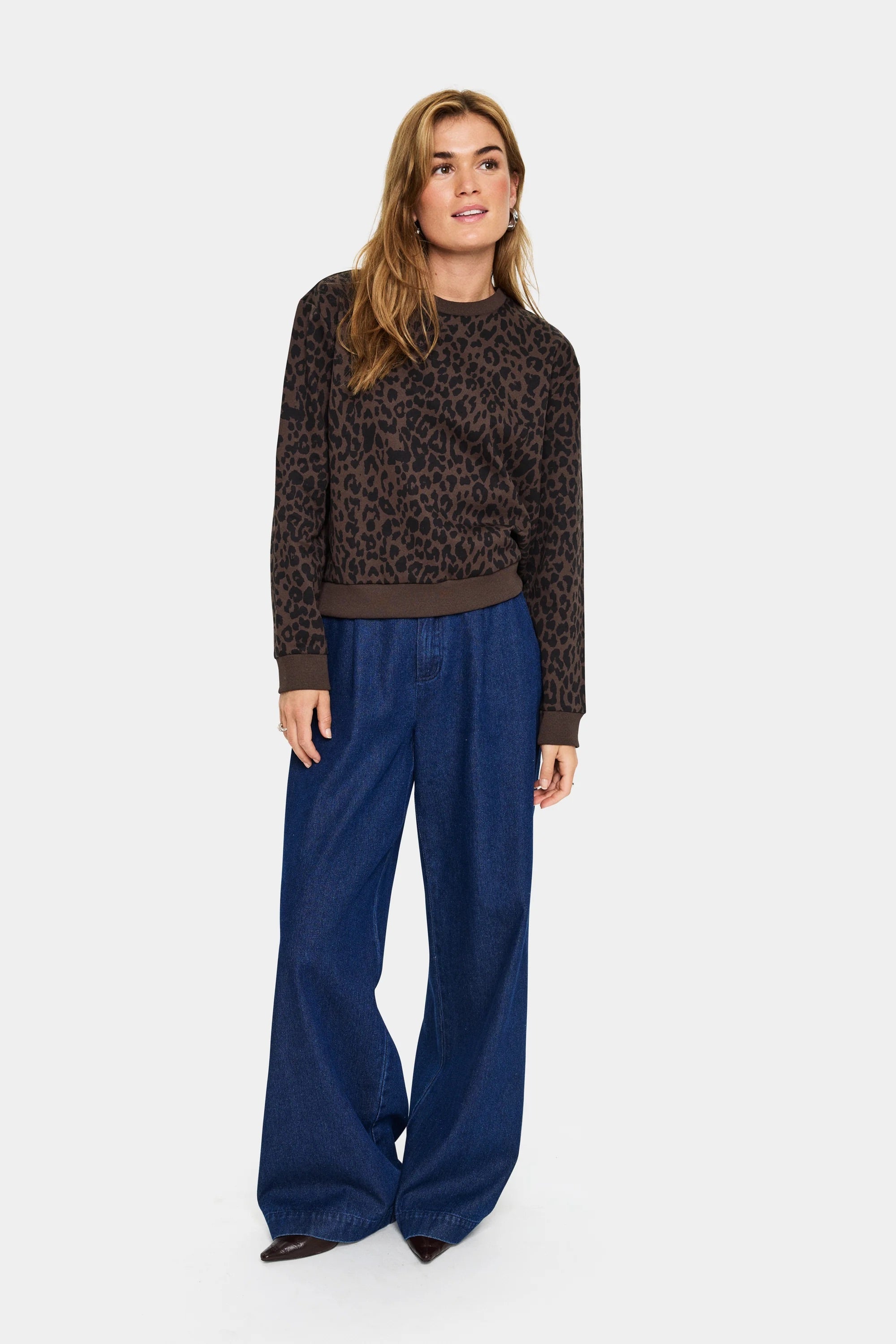 Saint Tropez ZHERRY Sweatshirt - Chocolate Brown Leopard