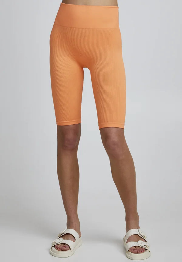 JC Sahana Seamless Ribbed Biker Shorts - Muskmelon