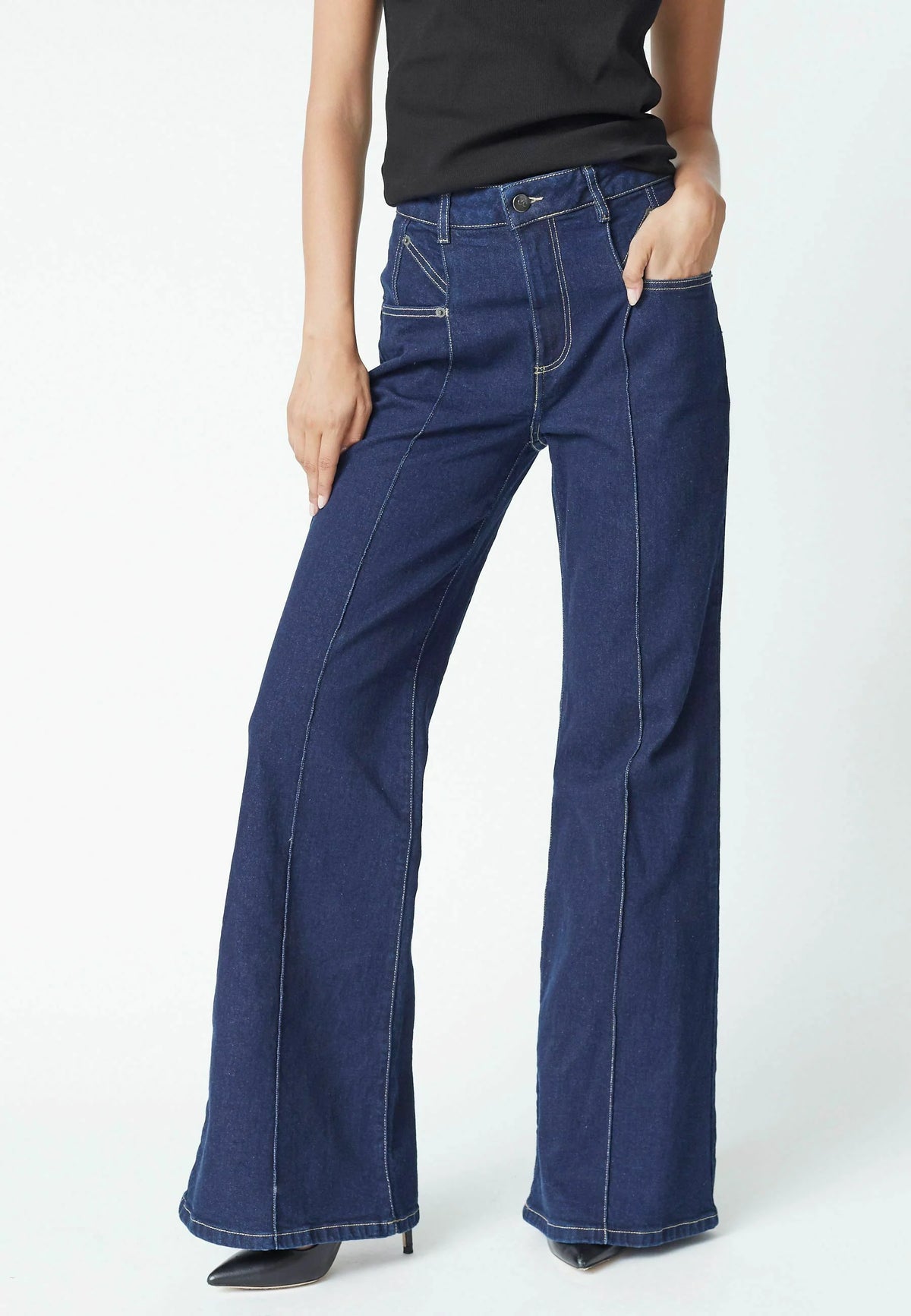 Co'couture Theo CC Wide Flared Jeans – Dark Denim