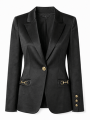 Marciano by Guess Satin Finish Blazer – Black, women's fashion, designer clothing, stylish blazer, premium brands.
