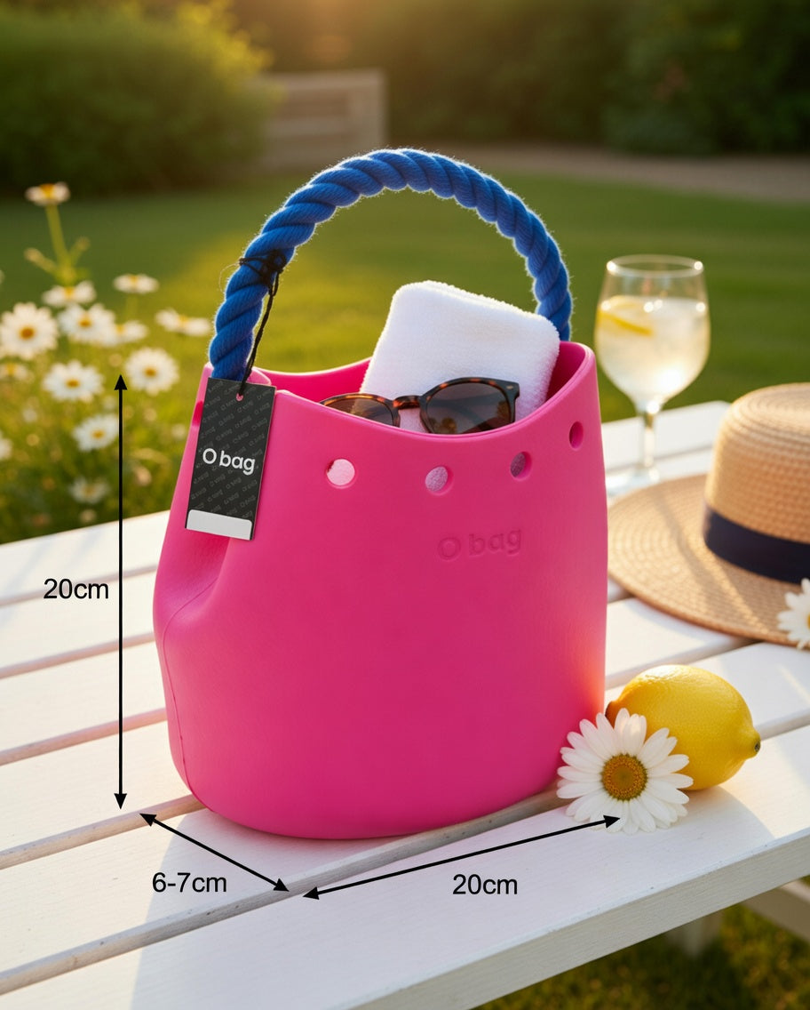 O bag Pink Bucket Bag – Blue Rope Handle