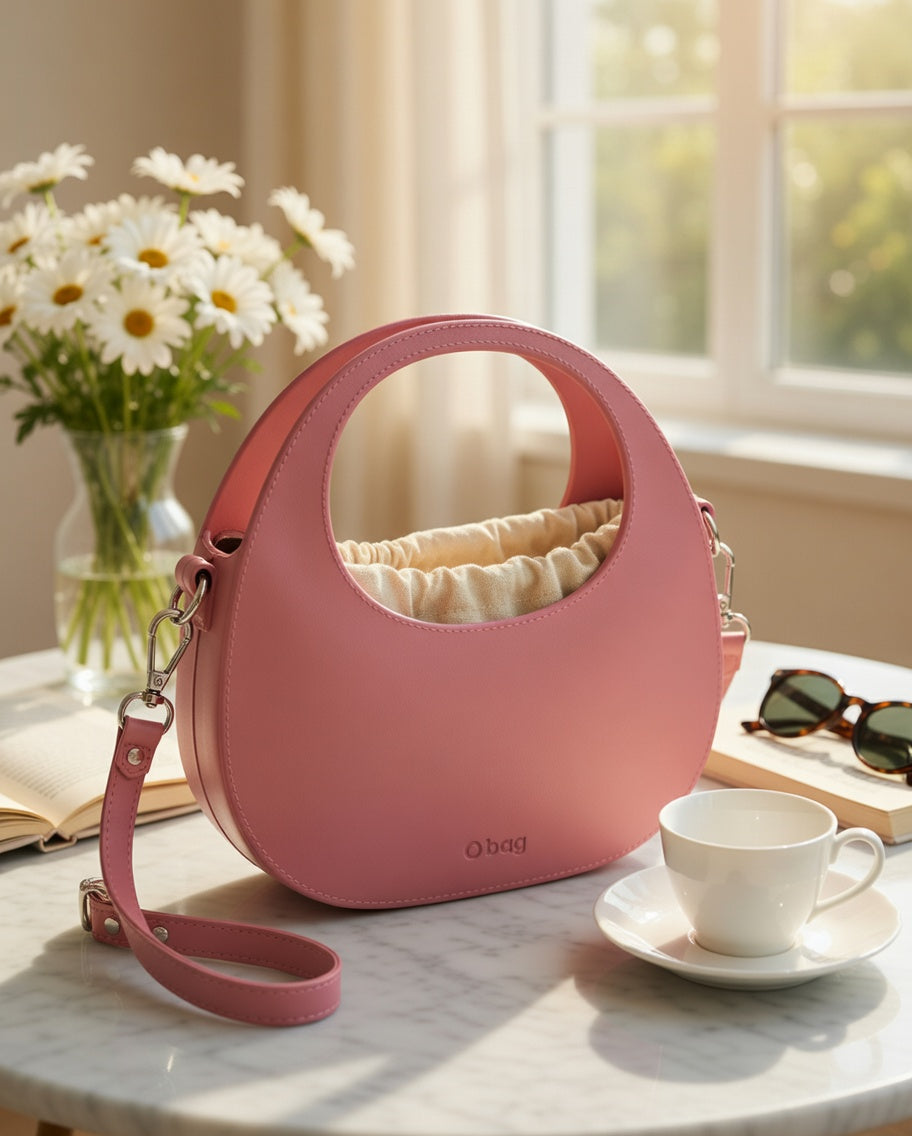 O bag Chase – Rose Pink Moon Bag with Powder Strap & Cream Interior