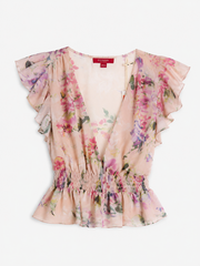 Guess Dawn Floral Peplum Top – Pink