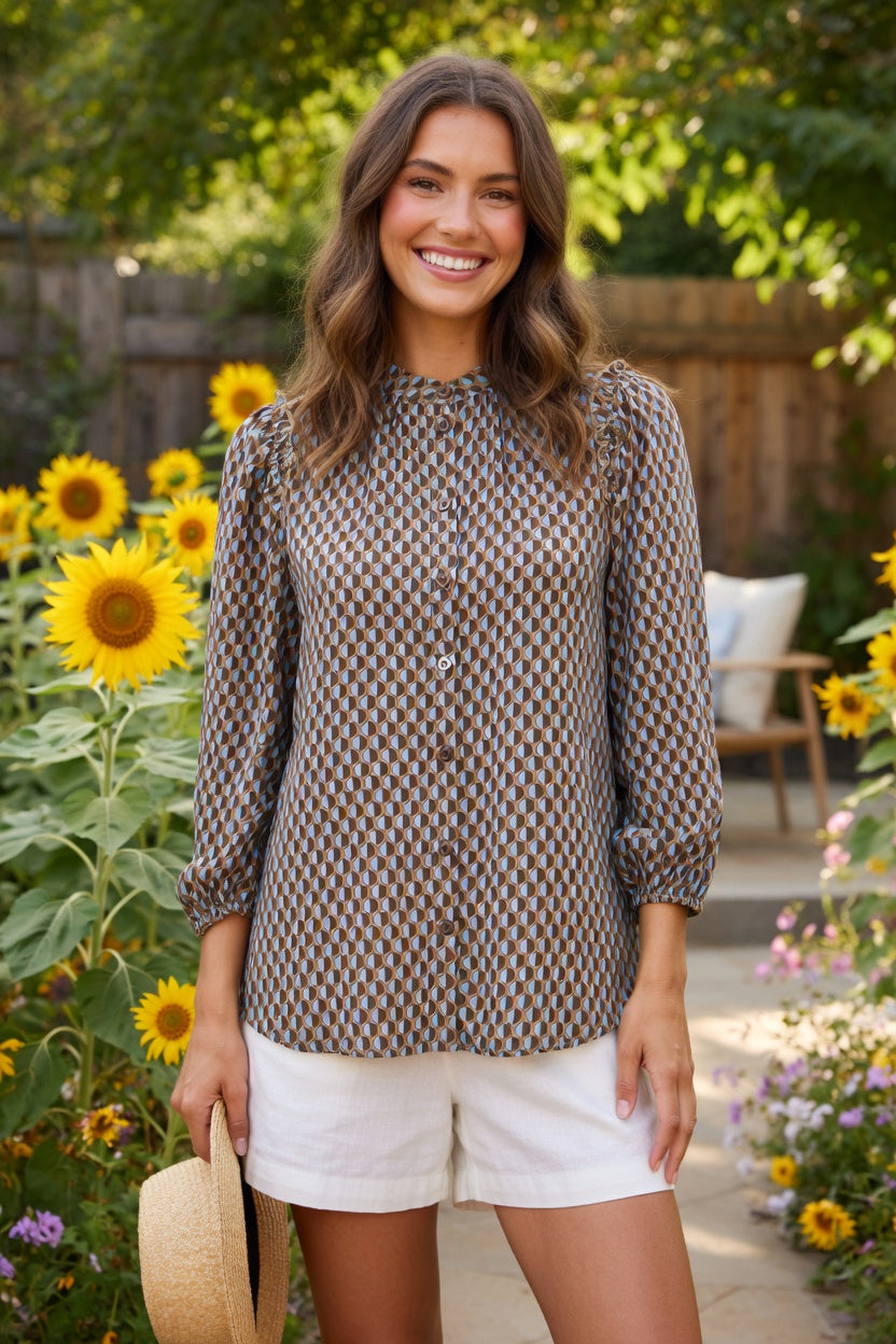 Fransa FXCIRLA Blouse Brown/Blue