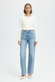b.young Byunica Pointelle Knit Cardigan - Off White